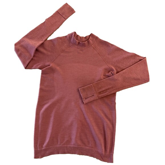 Thermal Training Long Sleeve Top Maroon Wool Blend Seamless Compression L - Picture 2 of 9